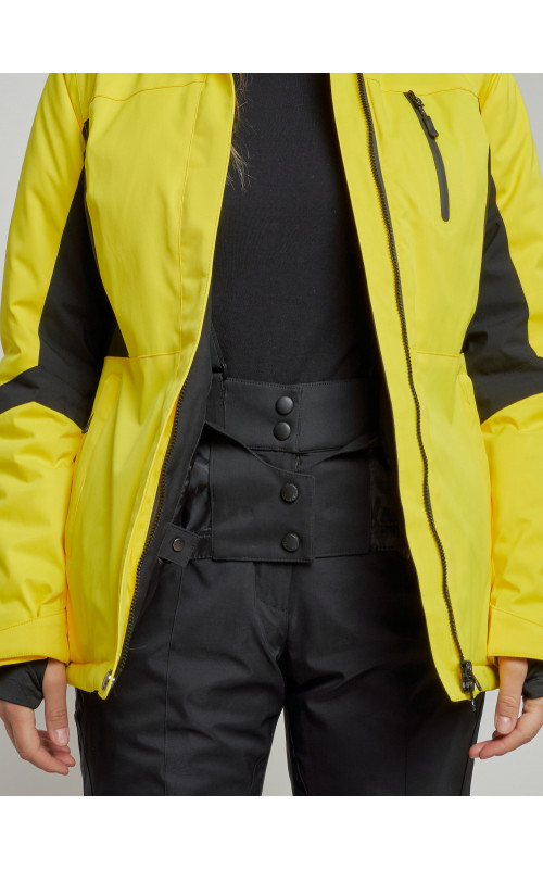 Женская горнолыжная куртка цвет жёлтый с черным, зима.