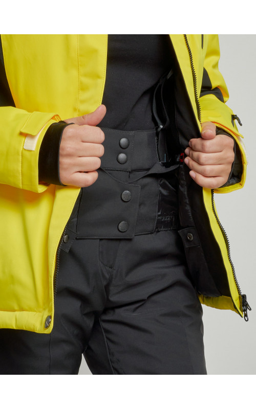 Женская горнолыжная куртка цвет жёлтый с черным, зима.