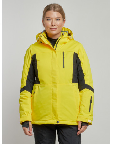 Женская горнолыжная куртка цвет жёлтый с черным, зима.