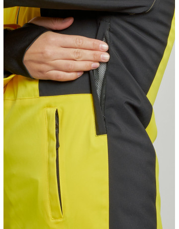 Женская горнолыжная куртка цвет жёлтый с черным, зима.