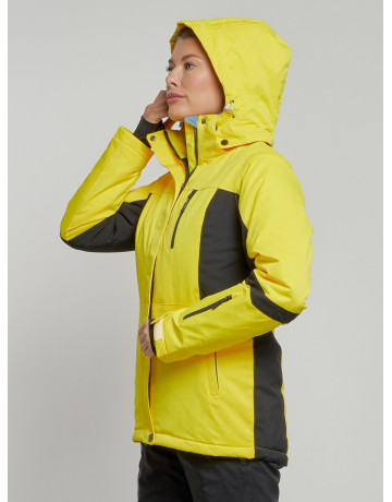 Женская горнолыжная куртка цвет жёлтый с черным, зима.