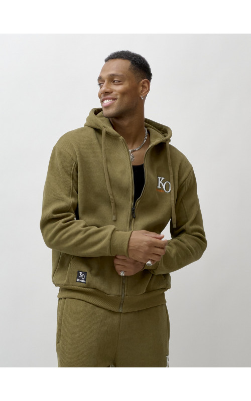 Мужской демисезонный спортивный костюм на флисе, цвет хаки, для спорта. в Тюмени