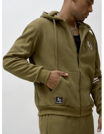 Мужской демисезонный спортивный костюм на флисе, цвет хаки, для спорта. в Тюмени