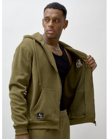 Мужской демисезонный спортивный костюм на флисе, цвет хаки, для спорта. в Тюмени