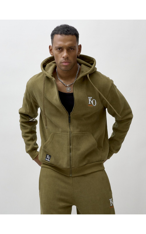 Мужской демисезонный спортивный костюм на флисе, цвет хаки, для спорта. в Тюмени