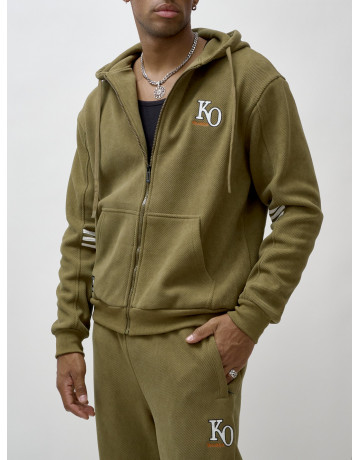 Мужской демисезонный спортивный костюм на флисе, цвет хаки, для спорта. в Тюмени