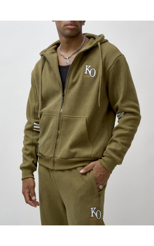 Мужской демисезонный спортивный костюм на флисе, цвет хаки, для спорта. в Тюмени