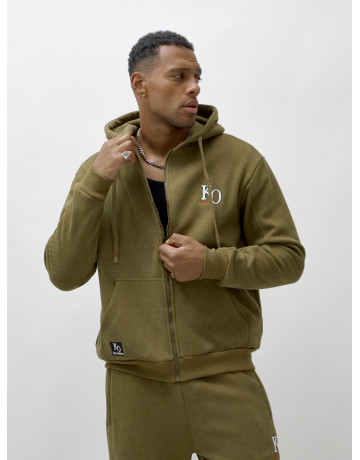 Мужской демисезонный спортивный костюм на флисе, цвет хаки, для спорта. в Тюмени