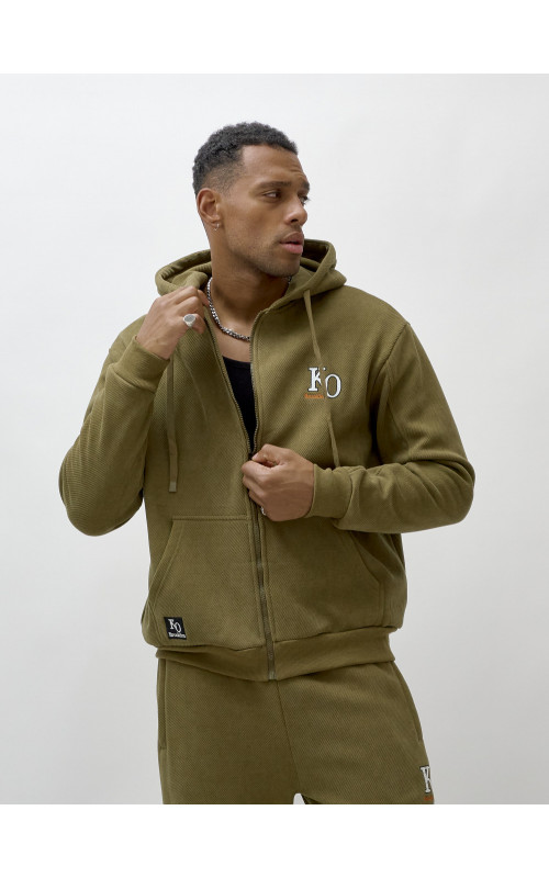 Мужской демисезонный спортивный костюм на флисе, цвет хаки, для спорта. в Тюмени