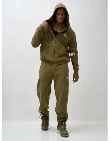 Мужской демисезонный спортивный костюм на флисе, цвет хаки, для спорта. в Тюмени