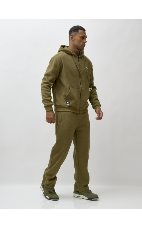 Мужской демисезонный спортивный костюм на флисе, цвет хаки, для спорта. в Тюмени