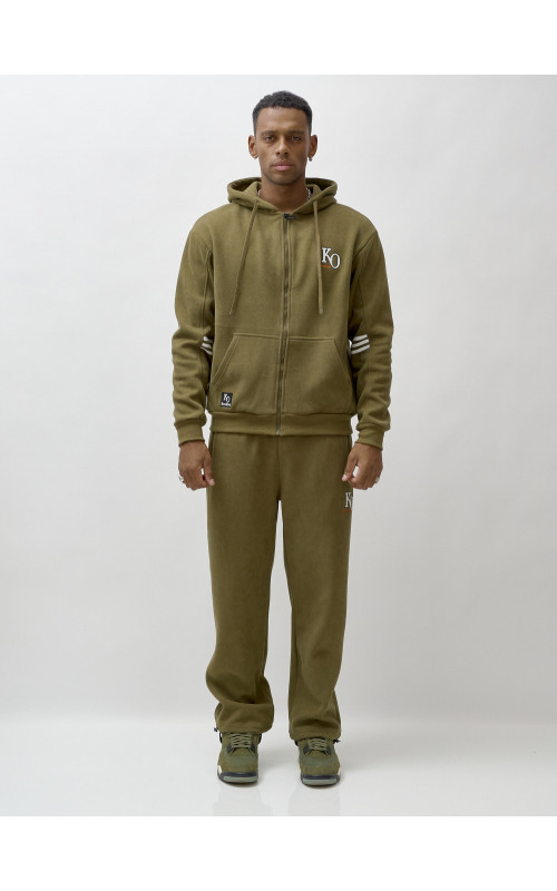 Мужской демисезонный спортивный костюм на флисе, цвет хаки, для спорта. в Тюмени