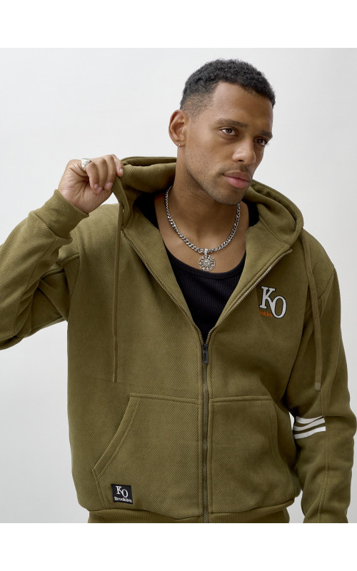 Мужской демисезонный спортивный костюм на флисе, цвет хаки, для спорта. в Тюмени