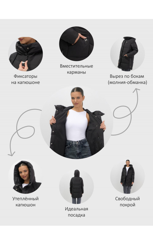 Женская утеплённая куртка с капюшоном для осени и зимы, свободный покрой.