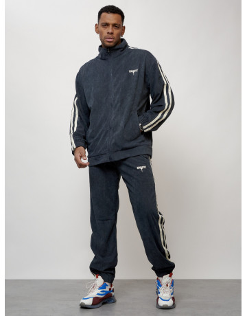 Мужской спортивный костюм из микровельвета, тёмно-серый, для спорта. в Тюмени