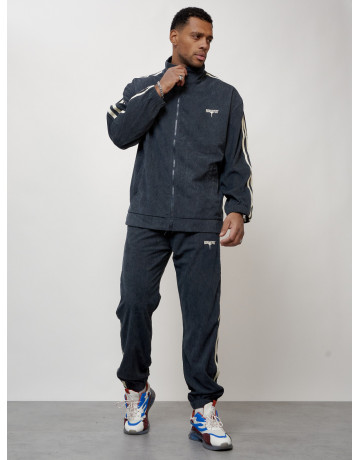 Мужской спортивный костюм из микровельвета, тёмно-серый, для спорта. в Тюмени