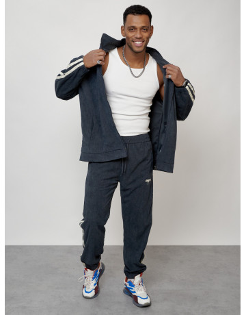 Мужской спортивный костюм из микровельвета, тёмно-серый, для спорта. в Тюмени