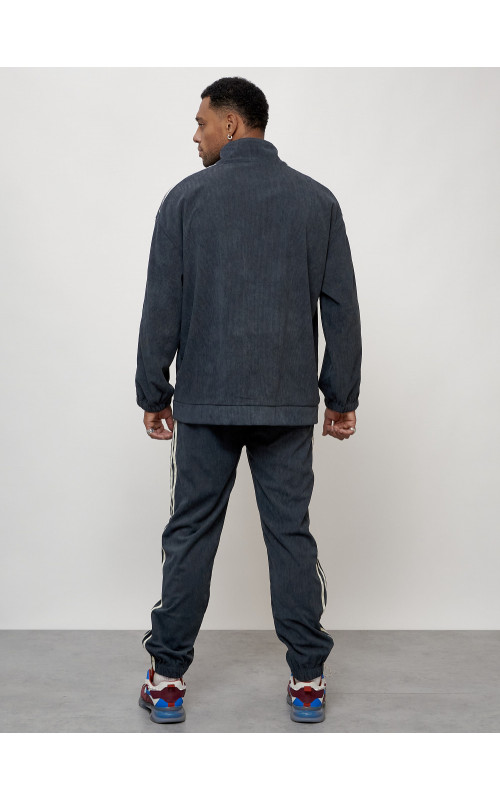 Мужской спортивный костюм из микровельвета, тёмно-серый, для спорта. в Тюмени