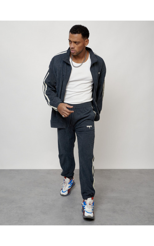 Мужской спортивный костюм из микровельвета, тёмно-серый, для спорта. в Тюмени