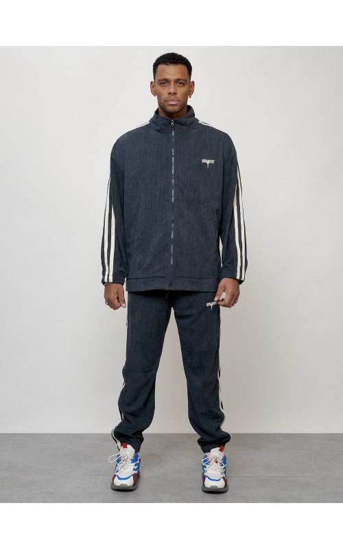 Мужской спортивный костюм из микровельвета, тёмно-серый, для спорта. в Тюмени