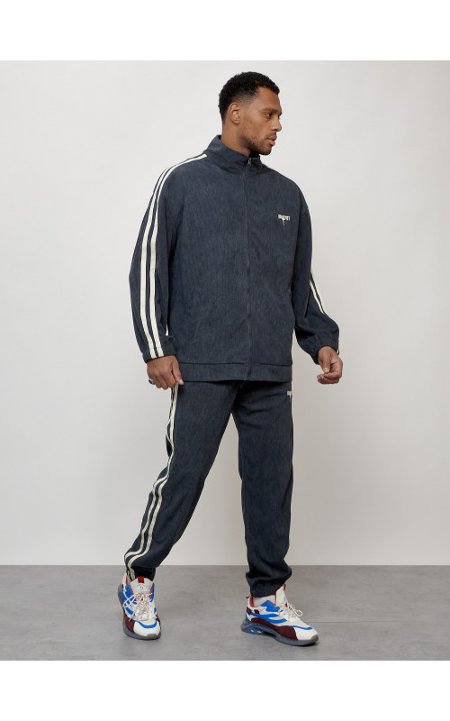 Мужской спортивный костюм из микровельвета, тёмно-серый, для спорта. в Тюмени