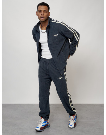 Мужской спортивный костюм из микровельвета, тёмно-серый, для спорта. в Тюмени