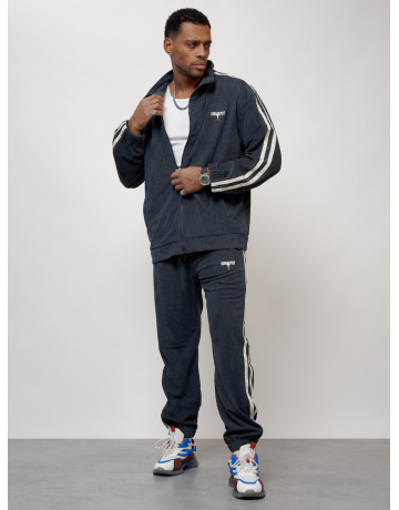 Мужской спортивный костюм из микровельвета, тёмно-серый, для спорта. в Тюмени