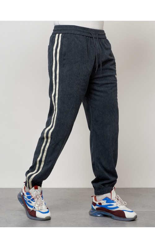 Мужской спортивный костюм из микровельвета, тёмно-серый, для спорта. в Тюмени