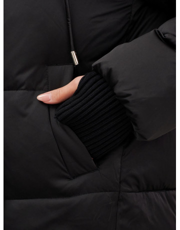 Пуховик с мехом песца, зима 2025, свободный крой