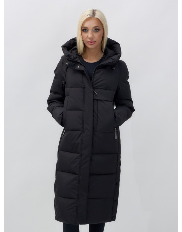 Длинный зимний пуховик с капюшоном для женщин