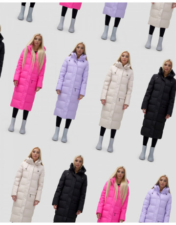 Длинный зимний пуховик с капюшоном для женщин