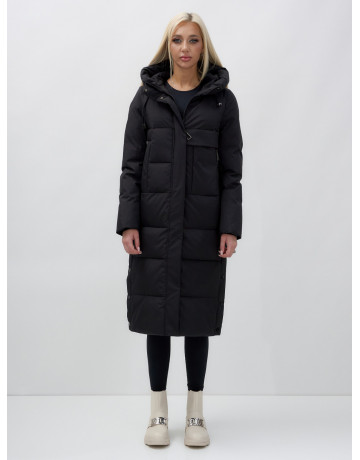 Длинный зимний пуховик с капюшоном для женщин