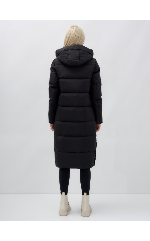 Длинный зимний пуховик с капюшоном для женщин