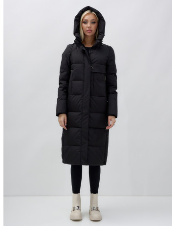 Длинный зимний пуховик с капюшоном для женщин