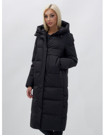 Длинный зимний пуховик с капюшоном для женщин