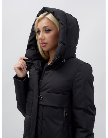 Длинный зимний пуховик с капюшоном для женщин