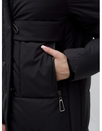 Длинный зимний пуховик с капюшоном для женщин