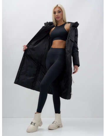 Длинный зимний пуховик с капюшоном для женщин