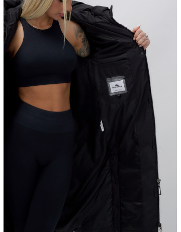 Длинный зимний пуховик с капюшоном для женщин