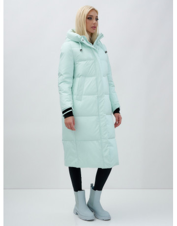 Длинный зимний пуховик для женщин с капюшоном.