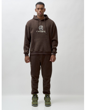 Мужской демисезонный спортивный костюм на флисе, коричневый, для спорта. в Тюмени