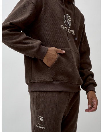 Мужской демисезонный спортивный костюм на флисе, коричневый, для спорта. в Тюмени