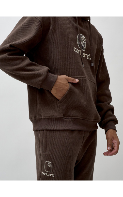 Мужской демисезонный спортивный костюм на флисе, коричневый, для спорта. в Тюмени