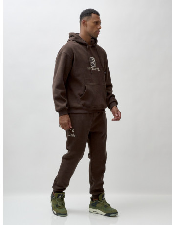 Мужской демисезонный спортивный костюм на флисе, коричневый, для спорта. в Тюмени