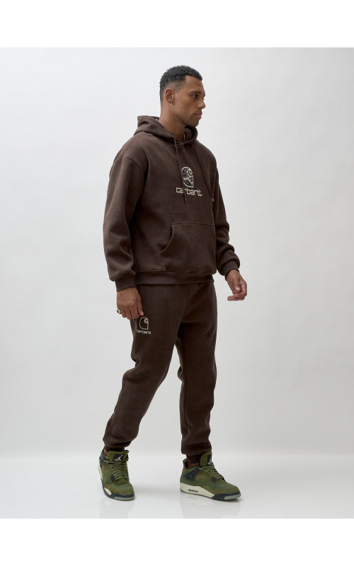 Мужской демисезонный спортивный костюм на флисе, коричневый, для спорта. в Тюмени