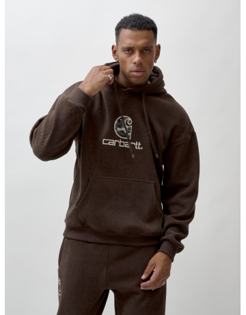 Мужской демисезонный спортивный костюм на флисе, коричневый, для спорта. в Тюмени