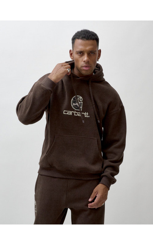 Мужской демисезонный спортивный костюм на флисе, коричневый, для спорта. в Тюмени