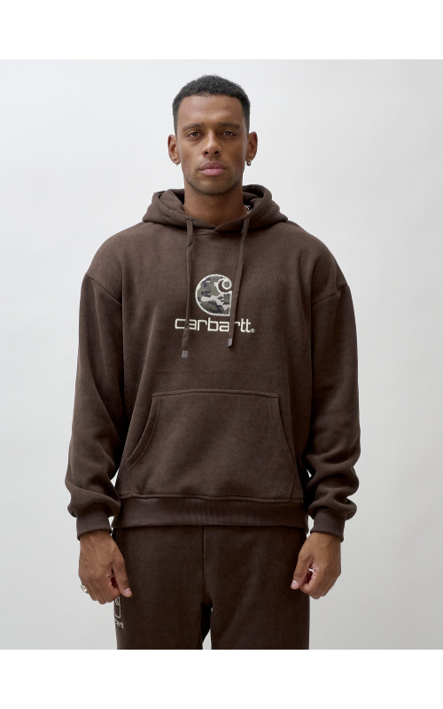 Мужской демисезонный спортивный костюм на флисе, коричневый, для спорта. в Тюмени