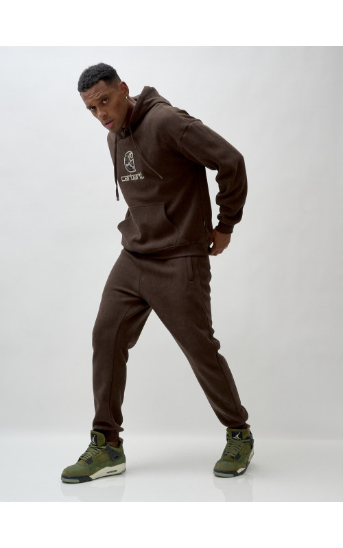 Мужской демисезонный спортивный костюм на флисе, коричневый, для спорта. в Тюмени