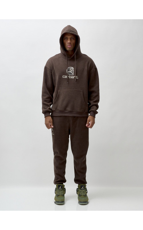 Мужской демисезонный спортивный костюм на флисе, коричневый, для спорта. в Тюмени